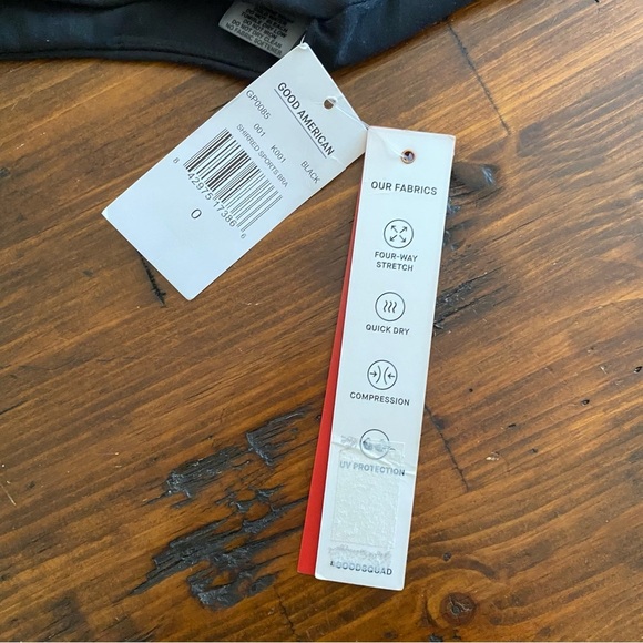 Good American Shirred Sports Bra Black Size 0 XS Stretch Compression Women’s - Picture 9 of 10